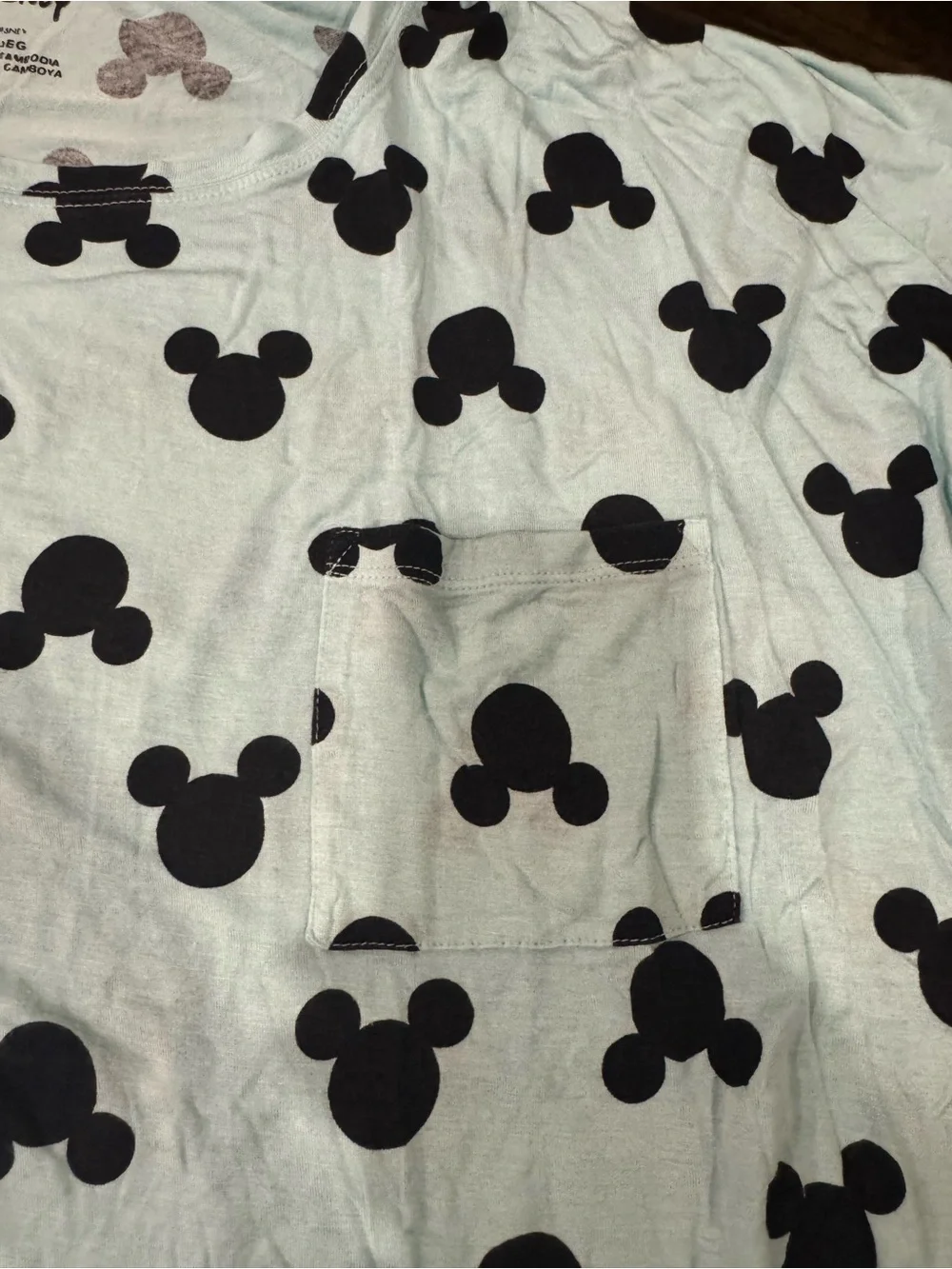 Disney Mint Green Tee with Black Mickey Silhouettes Pajama shirt and shorts